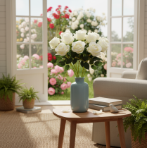 Artikel Kunstblume Rose Langer Stiel für Vase 62cm 12St