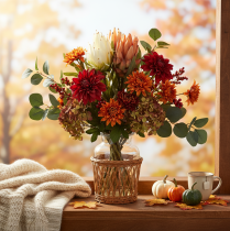 Artikel Kunstblume Protea Leucadendron mit langem Stiel 65cm 3St