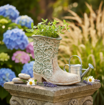 Artikel Blumentopf Cowboystiefel Pflanzschuh Vintage Blumenmuster 24cm