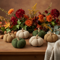 Artikel Deko Kürbis gestrickt Herbstdeko 10cm 6St