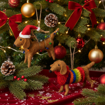 Artikel Deko Hund Dackel Anhänger für Weihnachtsbaum 16cm 2St