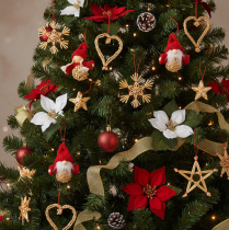 Artikel Strohanhänger Set Weihnachtsbaumschmuck Figuren und Sterne 6cm 30St