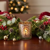 Artikel Windlicht Glas Leopardenmuster zweifarbig 8cm