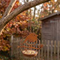 Artikel Metallvogel zum Hängen, Futterstelle, Vogel mit Haken Edelrost 11,5×13cm