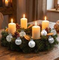 Artikel Mini Weihnachtskugeln Weiß, Silber Echtglas Ø3cm 9 St