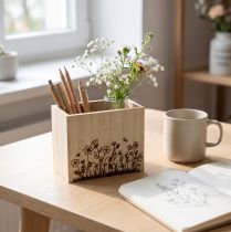 Artikel Holzkiste Stifteköcher Schreibtisch Organizer Natur 14×8×12cm