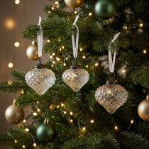 Artikel Weihnachtsschmuck Glas Deko Zwiebel Klar Raute Ø5,5cm 9 St