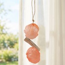 Artikel Maritimer Deko Hänger Capiz Muscheln Treibholz Orange Natur 35cm