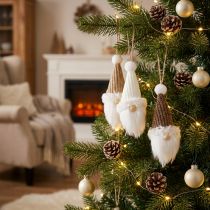Artikel Dekohänger Weihnachtswichtel Weiß Braun H11cm 3 St