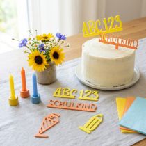Artikel Tischdeko Einschulung Kuchentopper Streudeko aus Filz Gelb Orange 2St