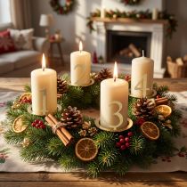 Artikel Kerzenring Stabkerzen Zahlen Set für Adventskranz 3cm 4St