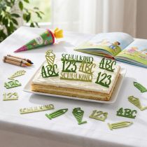 Artikel Tischdeko Einschulung Kuchentopper Streudeko aus Filz Grün Hellgrün 2St