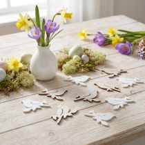 Artikel Streudeko Holz Frühling Vogel Deko Natur Weiß 4cm 72 St
