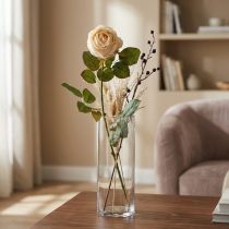 Artikel Rose Cremefarben, Seidenblume, künstliche Rose L74cm Ø7cm