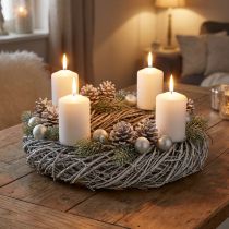 Artikel Kiefernkranz Naturkranz Shabby Chic Dekokranz Ø40cm Winterdeko Tischkranz Adventskranz