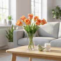 Artikel Kunstblume, Papagei Tulpe Orange, Frühlingsblume 63cm