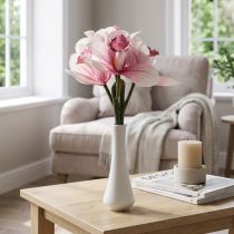 Artikel Künstliche Orchideen Kunstblumen in Vase Weiß/Rosa 28cm