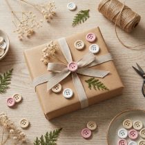 Artikel Deko Knöpfe zum Basteln Holz Ø2cm Creme Rosa Weiß 210 St