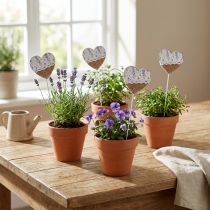 Artikel Blumenstecker Herz Flieder Landhausstil 7×0,5×7cm 12St