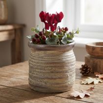 Artikel Keramiktopf Übertopf Deko Vase Metallic Grau Braun 14×14cm