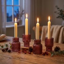 Artikel Kerzenhalter Glas Stabkerzenhalter in Berry H8cm 4 St