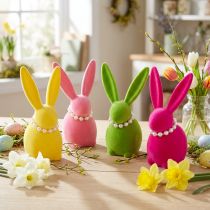 Artikel Osterhase Deko Figur mit Perlenkette perfekt für Wohnzimmer oder Schlafzimmer 13cm 4St