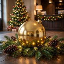 Artikel Weihnachtskugel Plastik groß Gold Ø25cm