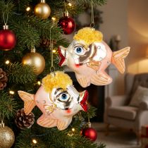 Artikel Christbaumschmuck-Fische, Dekoanhänger, Weihnachtsdeko Echtglas H9,5cm 2St