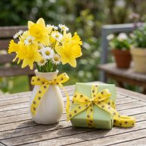 Artikel Dekoband Frühling Gelb, Schleifenband mit Bienen B15mm L20m