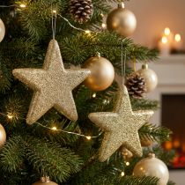 Artikel Weihnachtsdeko Stern Anhänger Golden Glitter 18,5cm 4St