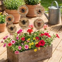 Artikel Blumenstecker Holz Biene Dekostecker mit Spruch 7x27,5cm 12St