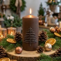 Artikel Weihnachtskerze Dunkelbraun 150/70mm Advent Deko Kerzenschein