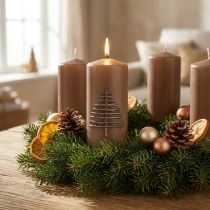 Artikel Weihnachtskerze Braun Tannenbaum 150x70mm Advent