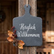 Artikel Natürliche Schieferplatte zum Hängen Steintablett Schwarz 26×18cm