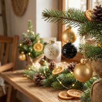 Artikel Mini-Weihnachtskugeln Glas Weiß Schwarz Gold Ø3cm 9 St