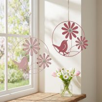 Artikel Dekoring Metall Hängedeko Blumen Rosa Pink Ø30cm 2St