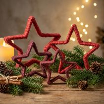 Artikel Stern zum Stellen Weihnachtsdeko Jute Rot 13/18cm 4St