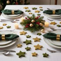 Artikel Streudeko Sterne Grün und Gold mit Glitter Tischdeko Weihnachten 4/5cm 40 St