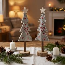 Artikel Tannenbaum aus Filz Deko mit Herzen Grau Rot 28cm 4 St