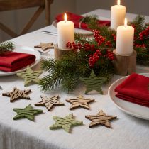 Artikel Streuteile Sterne Natur Grün Weihnachten Holz Ø4cm 72 St