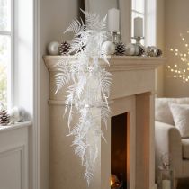 Artikel Asparagus künstlich Spargelfarn Weiß Glitter Winterdeko 105cm