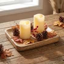 Artikel Deko Tablett Holz mit Blumenmuster Mangoholz 20×15,5cm