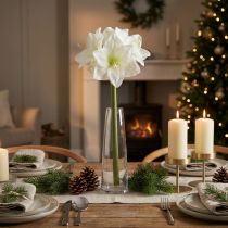 Artikel Kunstblume Amaryllis Weiß mit Stiel Advent und Weihnachten 50cm