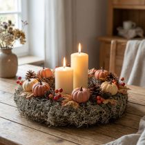 Artikel Natur Mooskranz Grau Ø30cm - Dekorativer Kranz für Tisch- &amp; Türschmuck, Herbst- &amp; Weihnachtsdeko
