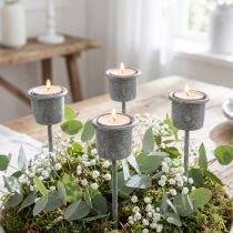 Artikel Kerzenhalter zum Stecken Shabby Chic Grau Ø3cm H8,5cm 8 St