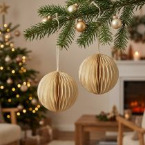 Artikel Wabenbälle Wabenkugeln Weihnachten Creme Gold Ø8cm 4St