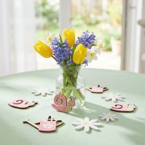 Artikel Streudeko Holz Blumen Schnecken Gießkannen Rosa 4cm 36 St