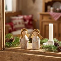 Artikel Bezauberndes Engel-Duo aus Keramik in Creme-Weiß mit Goldakzenten – 8.6 cm – Himmlische Dekorationsfiguren – 2 St