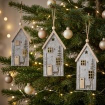 Artikel Weihnachtsdeko Filzhäuschen Beige 15cm 6er-Set