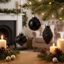 Artikel Mini Christbaumkugeln Glas Zwiebel Schwarz Ø3cm 9 St
